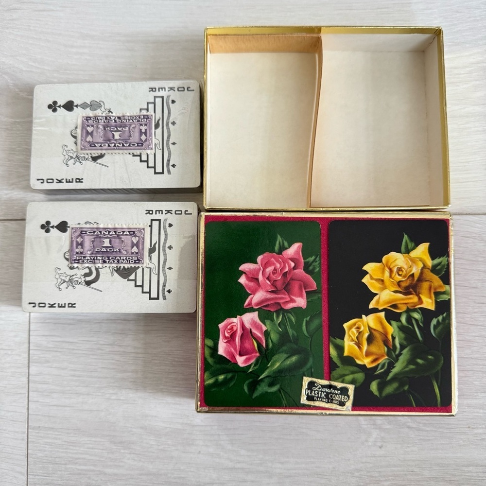 Vintage  Retro Floral Roses Duratone Playing Cards